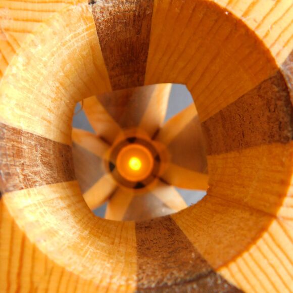 Hand Turned Wooden Vase Tea-Light Candle Holder Stripe Walnut Birch? Wood Decor - Picture 11 of 15